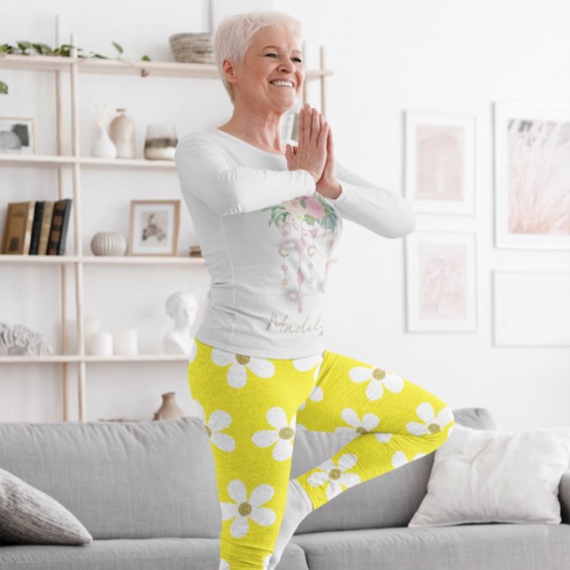 Yellow White Simple Daisy Gold Leggings (Creator Uploaded)