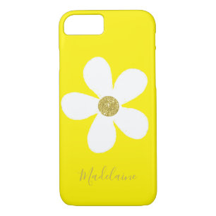 Yellow White Simple Daisy Gold Personal Case-Mate iPhone Case