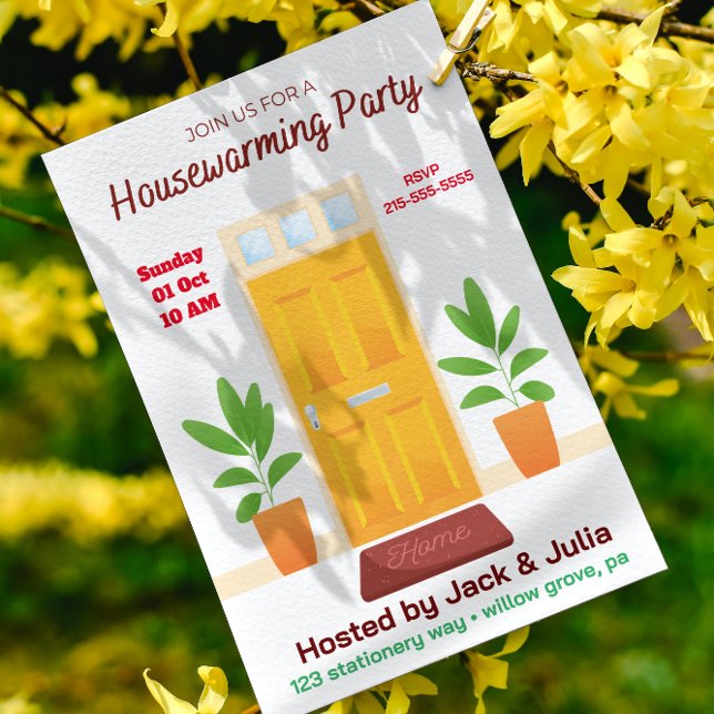 Yellow White Simple Housewarming Party Invitation (Creator Uploaded)