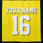 Yellow White Sports Jersey Team Jersey Shower Curtain<br><div class="desc">Preppy Solid Colour Team Jersey / Sports Jersey / Football Jersey / Rugby Jersey with Custom Name Customise this with your own name or team name and a number. You can change the size, colour and placement of the text if you need to make changes, change the colour of or...</div>