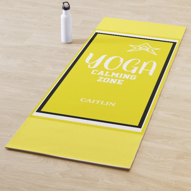 Yellow White Star Name Yoga Mat (In Situ)