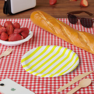 Yellow & White Stripe Paper Plates