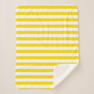 Yellow White Striped Custom Template Modern Small Sherpa Blanket