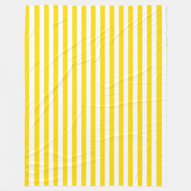 Yellow White Striped Modern Decorative Template Fleece Blanket (Front)