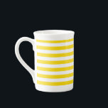 Yellow White Striped Template Custom Modern Bone China Mug<br><div class="desc">Modern Stylish Yellow White Stripes Decorative Template Bone China Mug.</div>