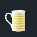 Yellow White Striped Template Custom Modern Bone China Mug<br><div class="desc">Modern Stylish Yellow White Stripes Decorative Template Bone China Mug.</div>