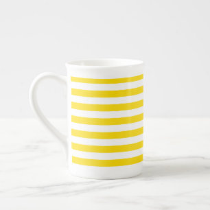 Yellow White Striped Template Custom Modern Bone China Mug