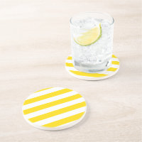 Yellow White Striped Template Round Sandstone