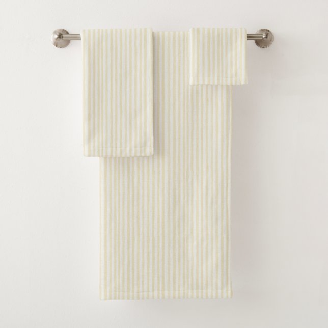 Yellow White Stripes Bath Towel Set (Insitu)