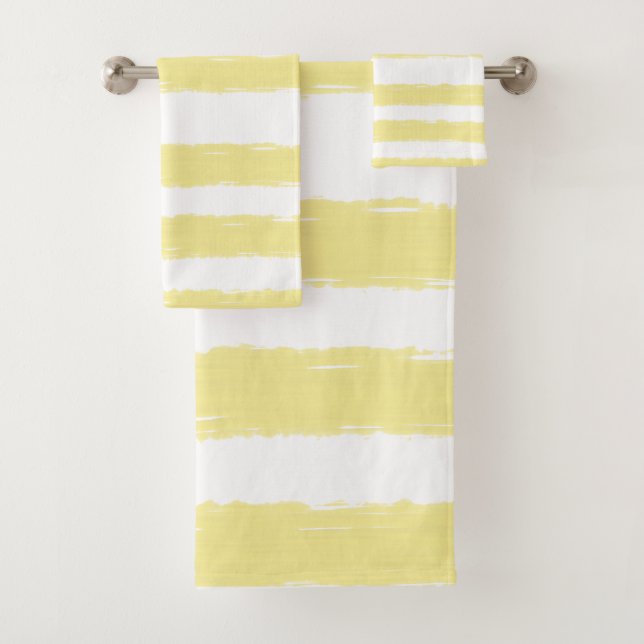 Yellow White Stripes Bath Towel Set (Insitu)