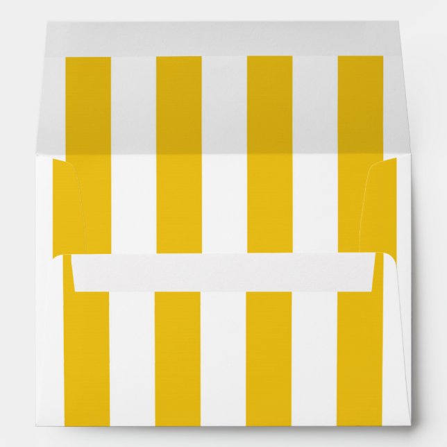 Yellow & White Stripes Modern Striped Invitation Envelope (Back (Bottom))
