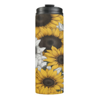Yellow & White Sunflower Abstract - Thermal Tumbler