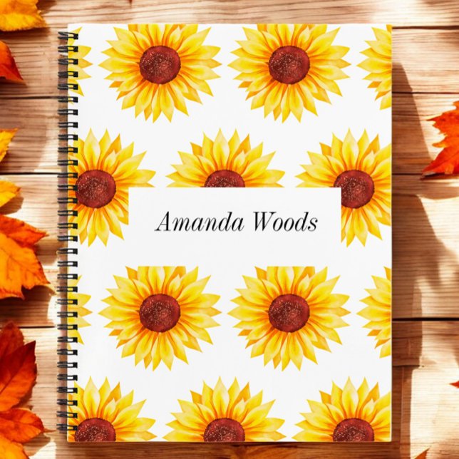 Yellow White Sunflower Floral Spiral Notebook (Creator Uploaded)
