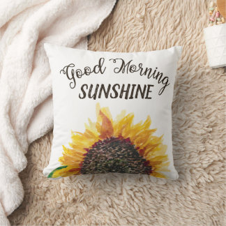Yellow White Sunflower White Good Morning Sunshine Cushion