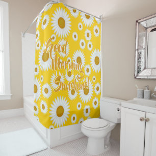 yellow white sunshine daisy pattern customisable 2 shower curtain