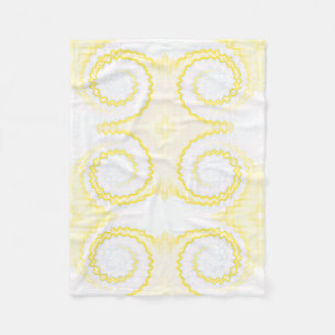 Yellow white swirl tie dye funky retro fleece blanket