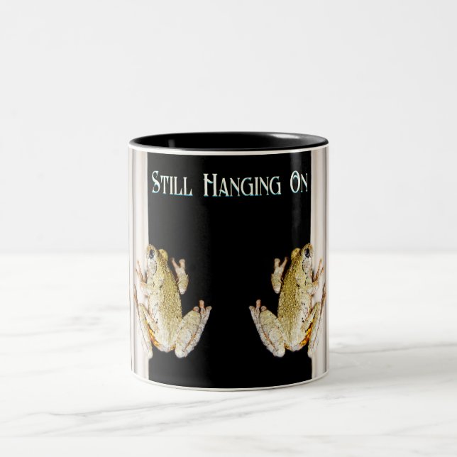 Yellow White Tree Frog on Windowsill Two-Tone Coffee Mug (Center)
