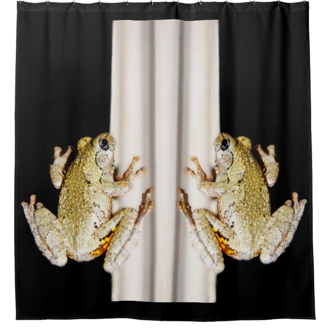 Yellow White Tree Frog Shower Curtain (Front)