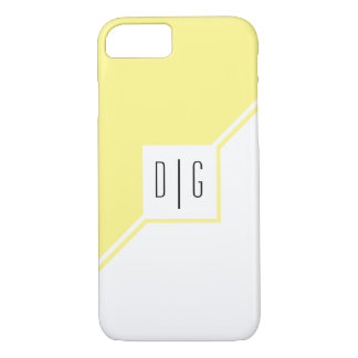 Yellow, white triangles, monogram modern geometric Case-Mate iPhone case