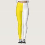 Yellow White Two Tone Split Half  Design Leggings<br><div class="desc">Yellow and White Two Tone colour split half sides design leggings</div>