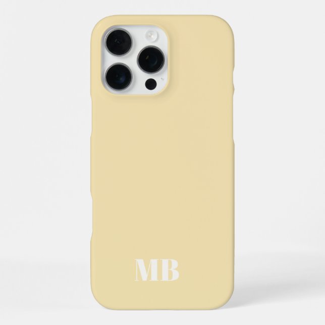 yellow & white unique monogram name initials  iPhone case (Back)