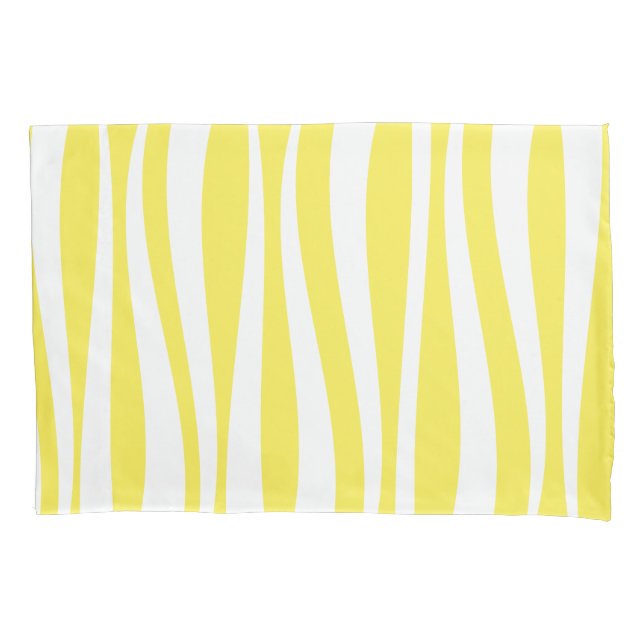 Yellow White Waves Cabana Stripe Pillowcase (Front)