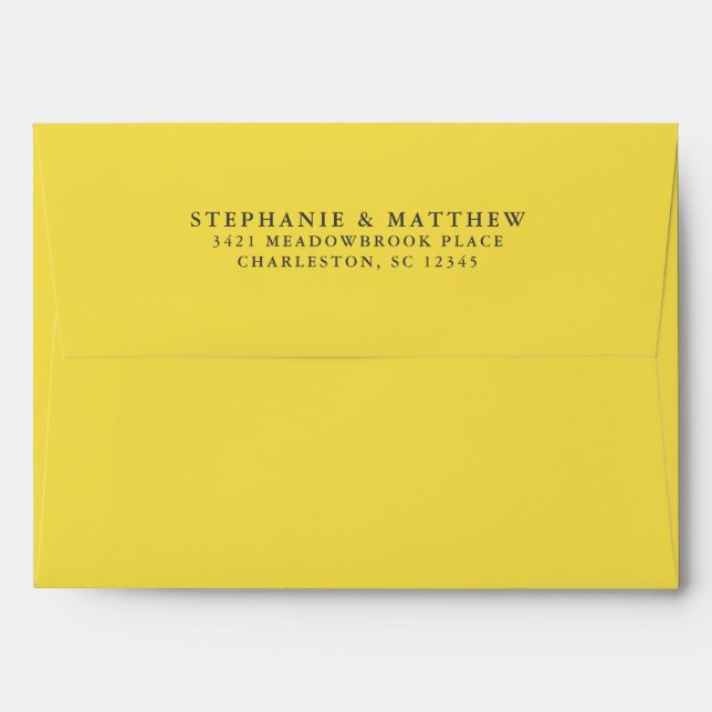 Yellow White Wedding Elegant Modern Return Address Envelope (Back (Top Flap))