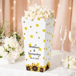 Yellow White Wedding Sunflower Favour Box