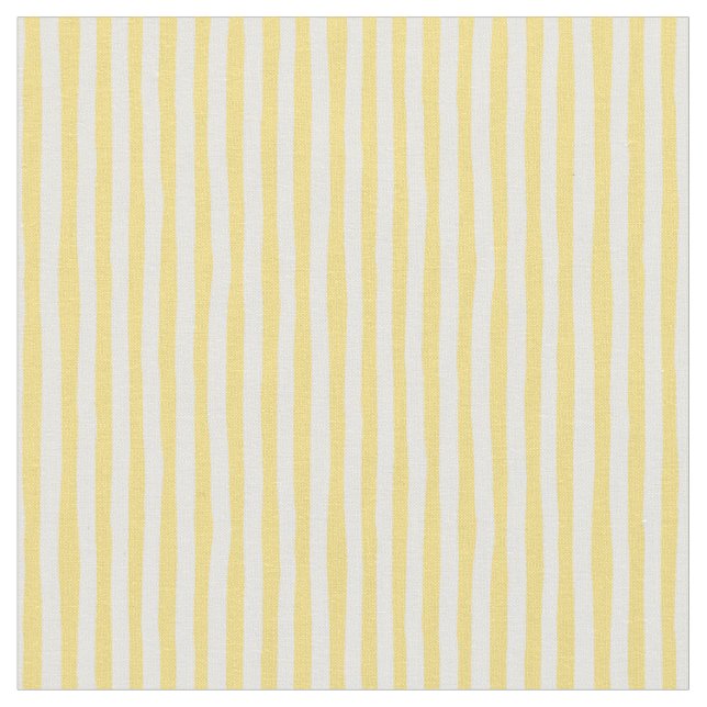 Yellow & White Wonky Stripes Fabric (Close Up)