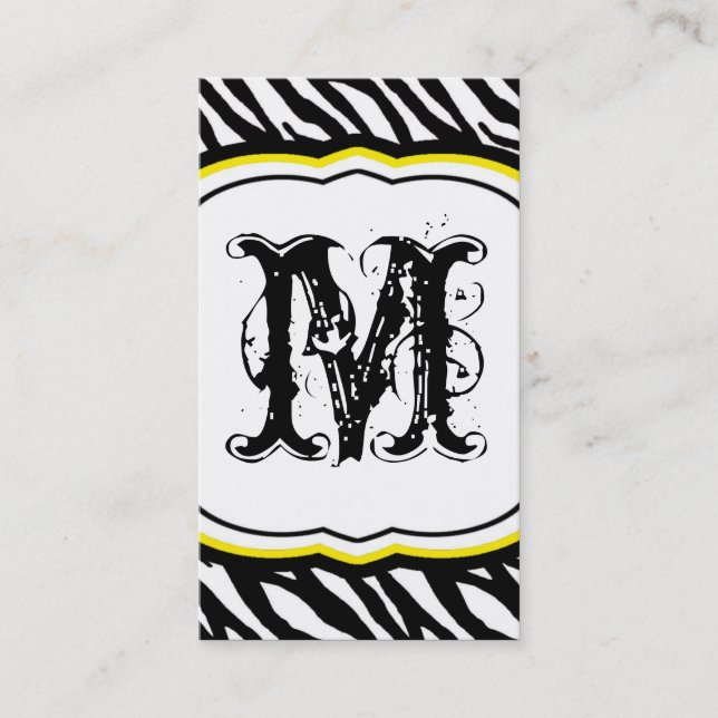 Yellow White Zebra Print Pattern Business Card (Front)
