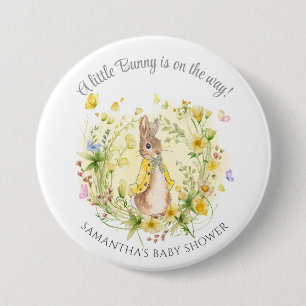 Yellow Widflower Peter Rabbit Baby Shower Favours  7.5 Cm Round Badge