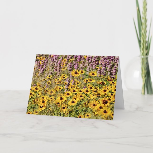 Yellow Wild Flowers in Meadow Art Card (Front)