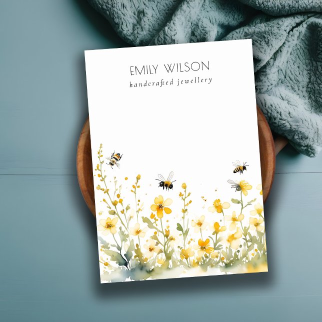 Yellow Wildflower Bee Blank Logo Jewellery Display Business Card (Creator Uploaded)