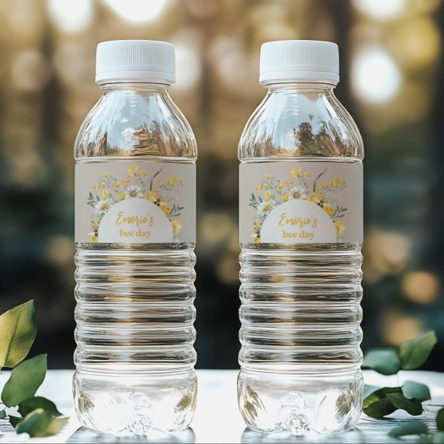 Yellow Wildflower Bee Water Bottle Labels (Creator Uploaded)