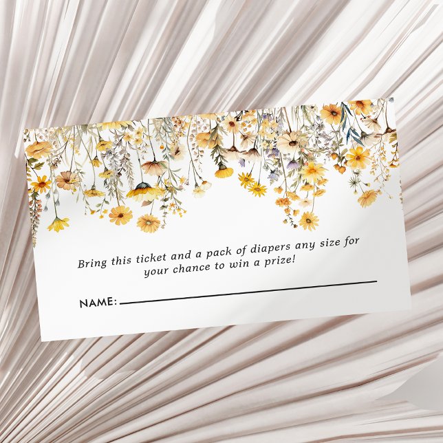 Yellow Wildflower Boho Baby Shower Diaper Raffle Enclosure Card (Creator Uploaded)