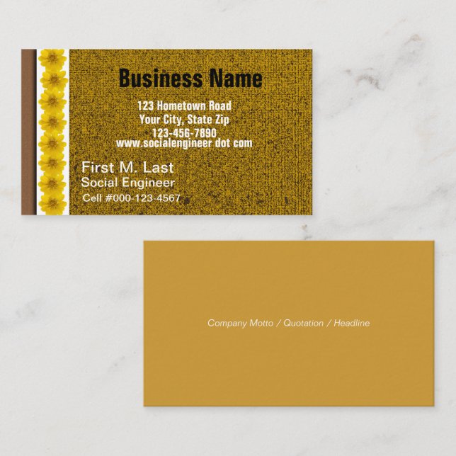 Yellow Wildflower Business Card (Front/Back)
