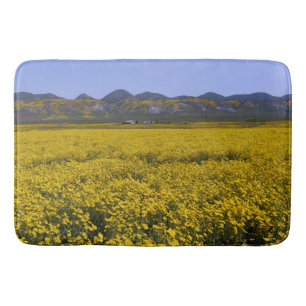 Yellow Wildflower Field Landscape Bath Mat