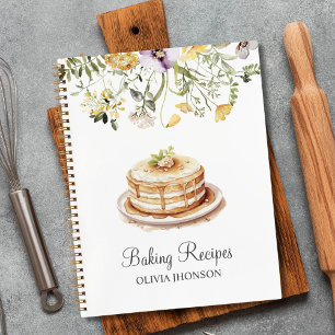 Yellow Wildflower Floral Baking Recipe Book