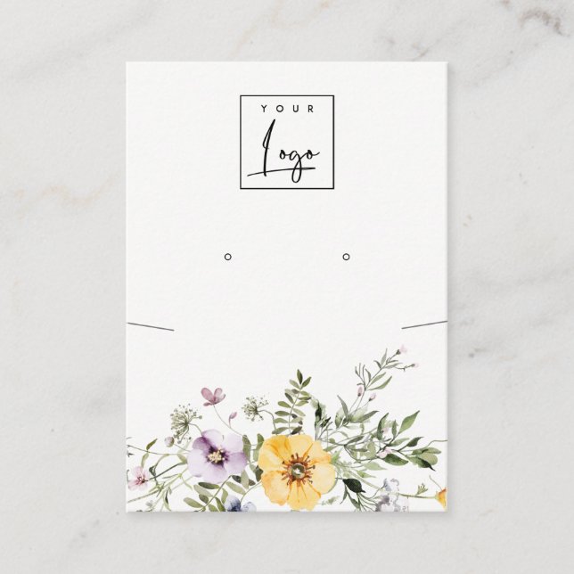 Yellow Wildflower Lilac Earring Logo Display Business Card (Front)