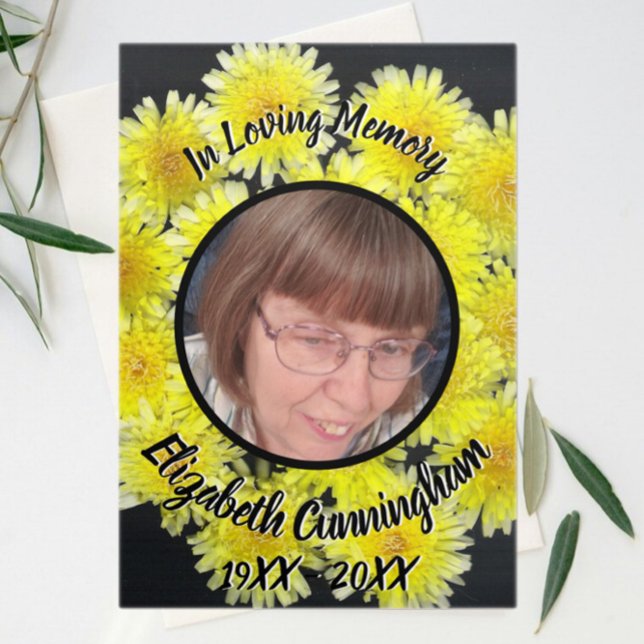 Yellow Wildflower Patch Five Photo Memorial  Tri-Fold Announcement (Creator Uploaded)