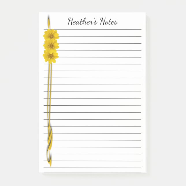 Yellow Wildflower Photographs and Scroll Border Post-it Notes (Front)