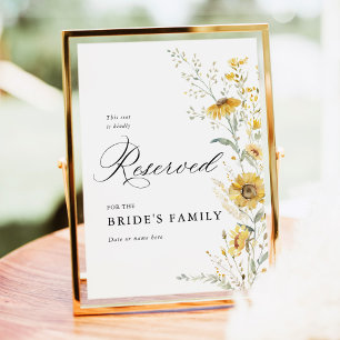 Yellow Wildflower Sunflower Reserved Seat Sign 5x7