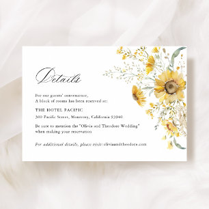 Yellow Wildflower Sunflower Wedding Hotel Details Enclosure Card