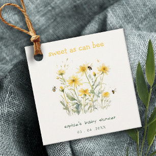Yellow Wildflower Sweet As Bee Neutral Baby Shower Favour Tags