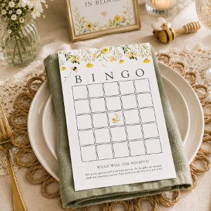 Yellow Wildflower Sweet Bee Baby Bingo Game Card