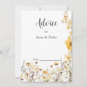 Yellow Wildflower Wedding Advice Card