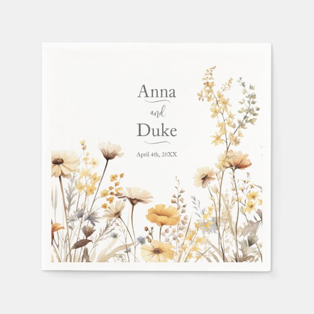 Yellow Wildflower Wedding Napkin (Front)