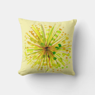 Yellow wildflower whimsical watercolour cushion