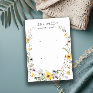 Yellow Wildflower Wreath 2 Stud Earring Display Business Card