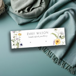 Yellow Wildflower Wreath Stud Earring Display Mini Business Card